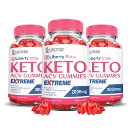 (3 Pack) Liberty Bites Keto ACV Gummies Extreme 2000MG Libertybites Keto Gummies Apple Cider Vinegar Formulated with Pomegranate Beet Juice Powder B12 Vegan Non GMO 180 Gummys