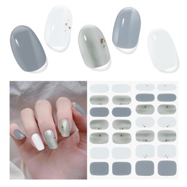 DUKASOU Semi Cured Gel Nail Strips, 28 pcs Gel Nails Stickers for Women Work with Any UV Lamp, Long Lasting UV Gel Nail Strips for Home DIY Nails Art (Serene Forest)