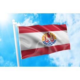 DMSE French Polynesia France Canoe Golden Sun 1984 Flag 3X5 Ft Foot 100% Polyester 100D Flag UV Resistant (3' X 5' Ft Foot)
