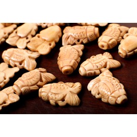 Carved Buffalo Bone Handcrafted Gold Fish, 18x25mm, Hand Crafted Animal Figurine Drilled Bead, Art Deco