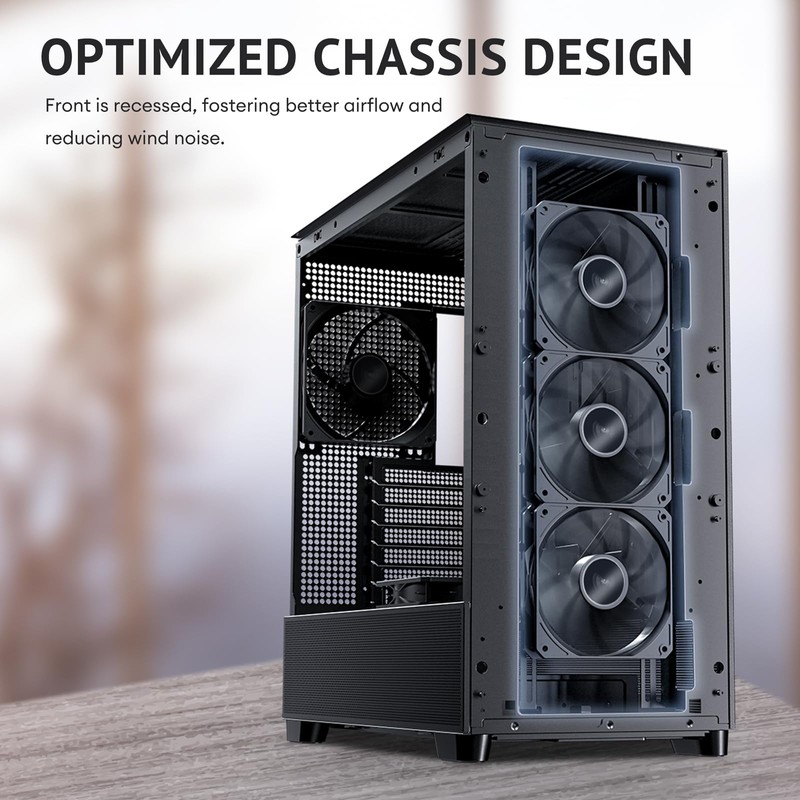 Antec Flux Wood, 5 x PWM Fans Included, High-Airflow Front