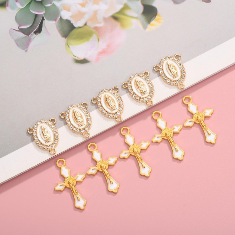 Jiali Q 60pcs Rosary Making Kit, Gold Tone Religious Jewelry