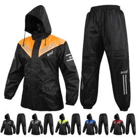 BYKR BYKR Waterproof Outdoors Motorcycle Rain Suits for Men & Women Cycling 2-Piece Breathable & Windproof Wet Weather Protection Motocross Rain Gear Reflective Rainwear All Sports Riding Rainsuit Orange M