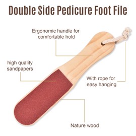 KAZIPOP 2PCS Foot File Foot Rasp Wooden Handle Pedicure Tool Foot Callus Remover Scrubber Dual-Sides Heel Grater for Dead Skin (2)