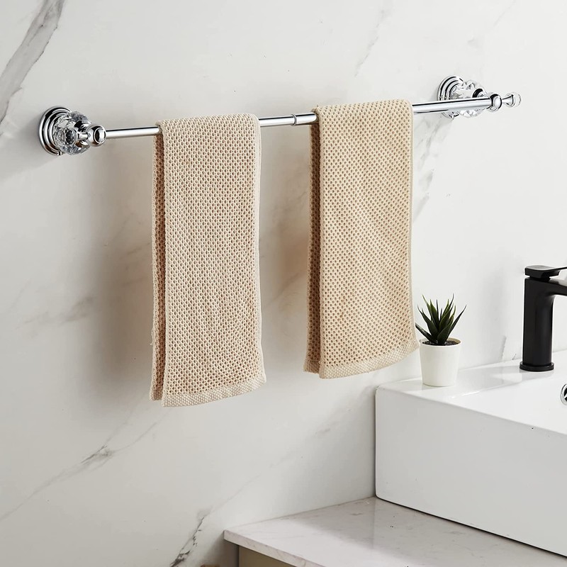 BATHSIR Crystal Towel Bar 24 Inch, Chrome Bathroom Towel Rack,
