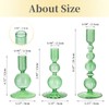 Hewory Glass Candlestick Holders Set: 3PCS Green Candle Holder Taper