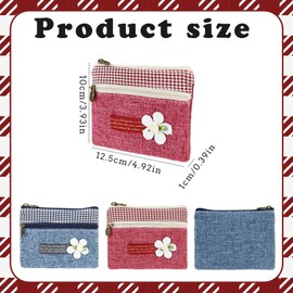 AfitLulu Small Purse Women's Canvas Purse Women's Small 2 Layers Zip Pockets Mini Purse Bohemian Style Mini Wallet for Coins, Cash and Cards, Flower-red, Bohemian style