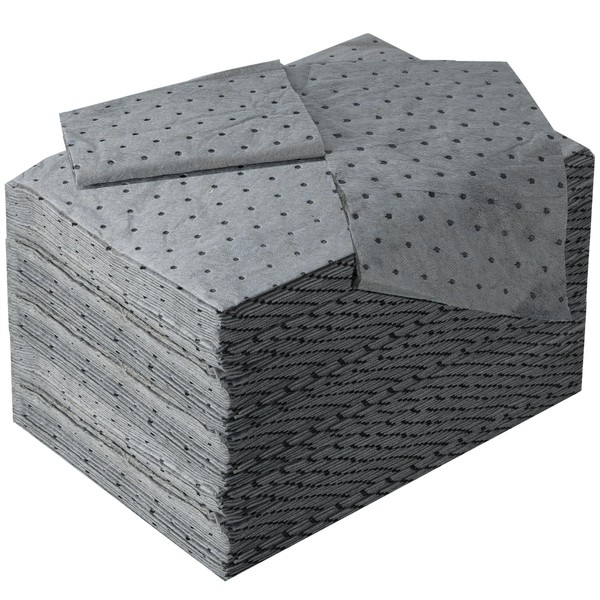 50 Pack Universal Absorbent Mat,25 x 33cm Oil Water Absorbent