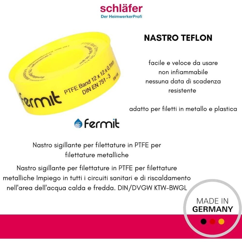 Schläfer 185101 | PTFE Hydraulic Teflon, Fermit, High Density DVGW
