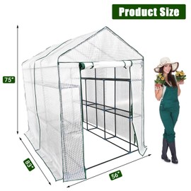 Greenhouse for Outdoors,Walk in 3-Tier 9 Shelves Green House w/Roll-Up Zippered Door Anchors and Ropes,Waterproof & UV Protected Plant Garden Hot House for Garden Patio Backyard,57 x 85 x 76''