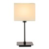 Contemporary Matte Black Bedside Table Lamp with White Cotton Fabric