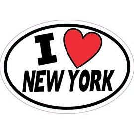 StickerTalk Oval I Love New York Vinyl Sticker, 5 inches by 3.5 inches