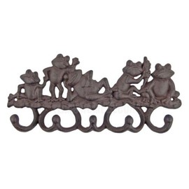 Vintage Frog Wall Hook Cast Iron Key Coat Rack Towel Hanger Antique Style Rustic Brown