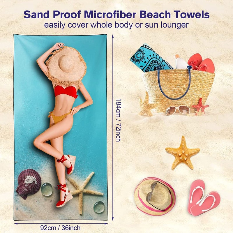 Violetpos Quick Drying and Lightweight Beach Towels, Beach Towel, Large,