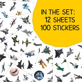 100pcs Fighter Plane Stickers - Military Aircraft Sticker Waterproof Decals for Water Bottles Laptop Luggage Computer Scrapbooking Teens Adults Girls Funny Party Birthday Decorations