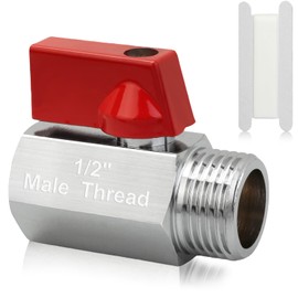 FOWSRHRG 1/2" RV Hot Water Drain Valve - Water Heaters Mini Drain Plug with Tape Brass Replacement Durable Brass Construction (Red)