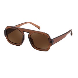 FEISEDY Sunglasses for Women Men, Trendy Square Sun Glasses Vintage 70s Flat Top Shades B4175, Brown, 50mm