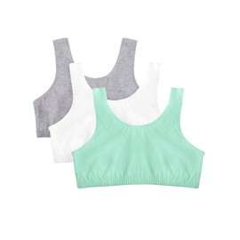 Fruit of the Loom Womens Built Up Tank Style Sports Bra, Mint Chip/White/Grey Heather, 34