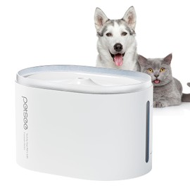 PETSEE Automatic Pet Water Fountain 2.5L Capacity Water Dispenser, Ultra-Quiet Pump, Multi-Filtration System, BPA-Free Material for Cats, Easy to Clean and Assemble S1 Lite White