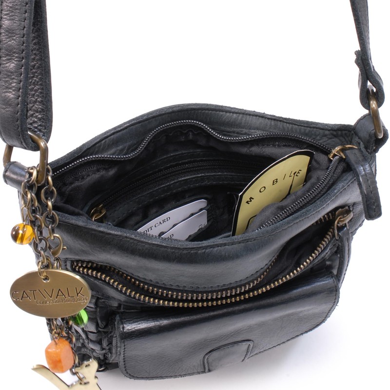 Catwalk Collection Handbags - Women's Woven Leather Shoulder Bag -