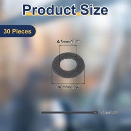 sourcing map 30 Pcs M3 PVC Flat Washers 3mm ID 6mm OD 0.5mm Thick Plain Washer Grommets Plastic Sheet Gasket Fastener Sealing Spacer Gasket Ring Water Hose Washers, Clear Black