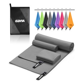 Microfibre Towel Set of 3 (180 x 90 cm Large Bath Towel + 2 Pieces 80 x 40 cm Small Towel), Travel Towel, Sports Quick-Drying Microfibre Towel for Fitness Sauna (Dark Grey, 180 x 90 + 80 x 40 x 2)