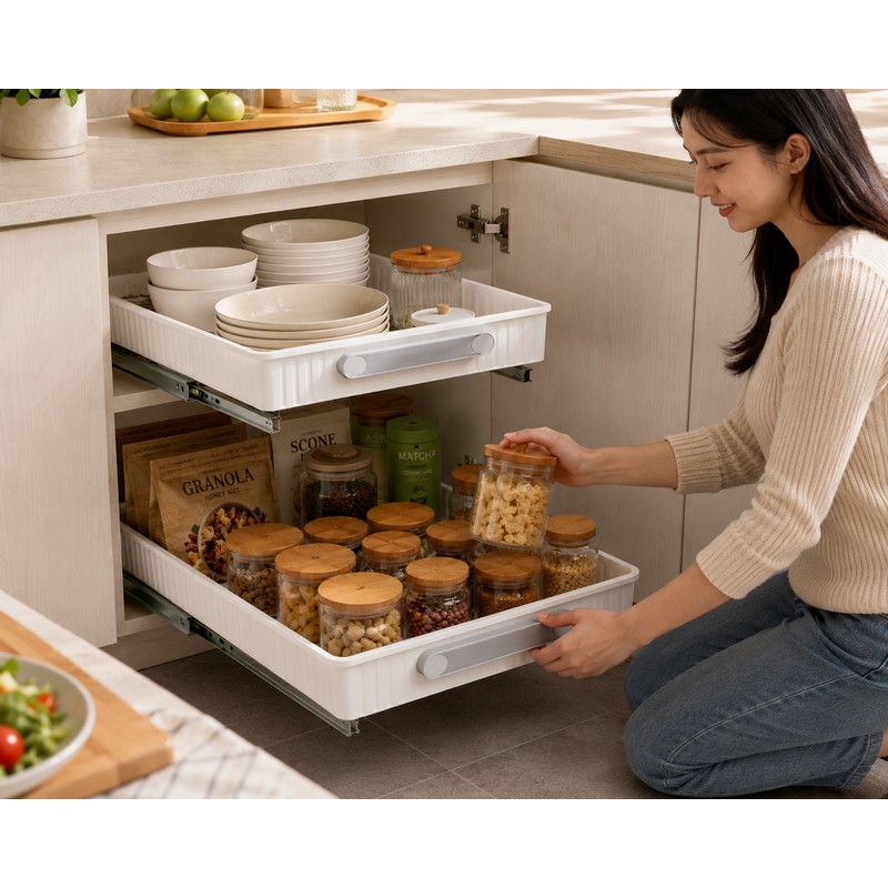 Durable Kitchen Cabinet Sliding Cabinet Shelf with Slide Rails Drawer