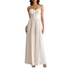 winkbay Women's Strapless Pleated Jumpsuits High Waisted Wide Leg Elegant