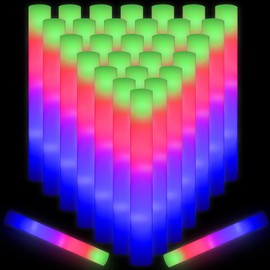YQXTOOEL 20pcs Giant Glow Foam Sticks,Light up Batons,Foam Glow Sticks for Wedding,3 Multi-modes Color Flashing Wand for Party Supplies Kids Party,Birthday,Weddings,Gifts for Kids