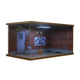 1/18 Scale Model Car Display Case - 1:18 Car Garage Display Case with Clear Acrylic Cover and LED Lighting for Die-Cast Cars, 1 Parking Route 66-Left