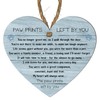 Paw Prints Left by You Memorial Heart Plaque with Inspirational
