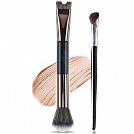 2PCS Nose Contour Brush Set – Includes 2-in-1 U-Shaped and Fluffy Brush. Angled Tilt Design for Effortless Nose Defining & Highlighting. Perfect for Seamless Makeup Application