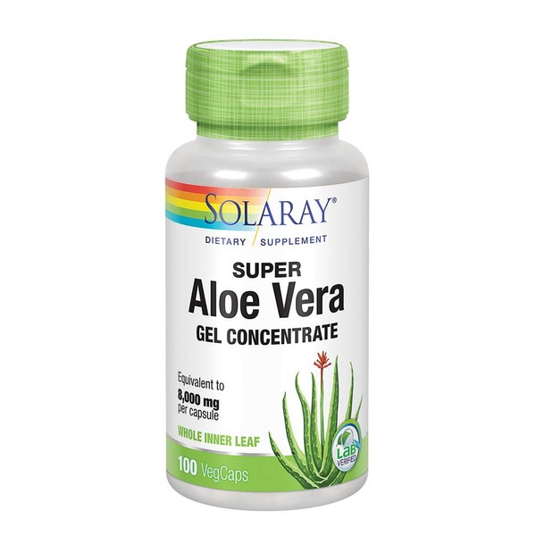 Solaray Super Aloe Vera Gel 8000mg | Naturally Occurring Amino Acids, Vitamins, Minerals, Enzymes & Antioxidants for Healthy Digestion Support | 100 CT