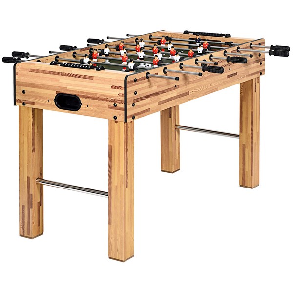 48" Foosball Table, Indoor Soccer Wood Game Table w/ 2 Balls, Competition Sized & Multi Person Table Soccer for Adults, Home, Game Room (Natural)