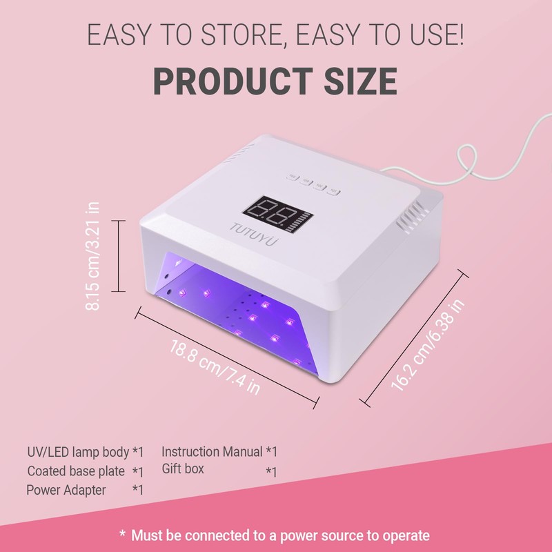TUTUYU 30-LED Nail Lamp for Gel Polish Curing, 4 Timer