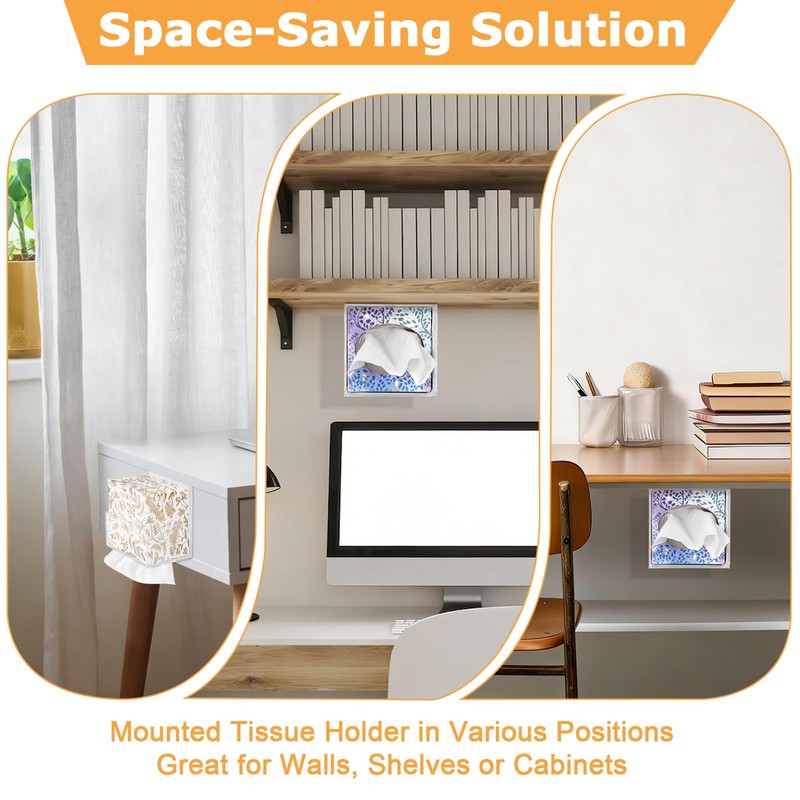 Hoowen Acrylic Tissue Box Holder Wall Mounted, Clear Square Tissue