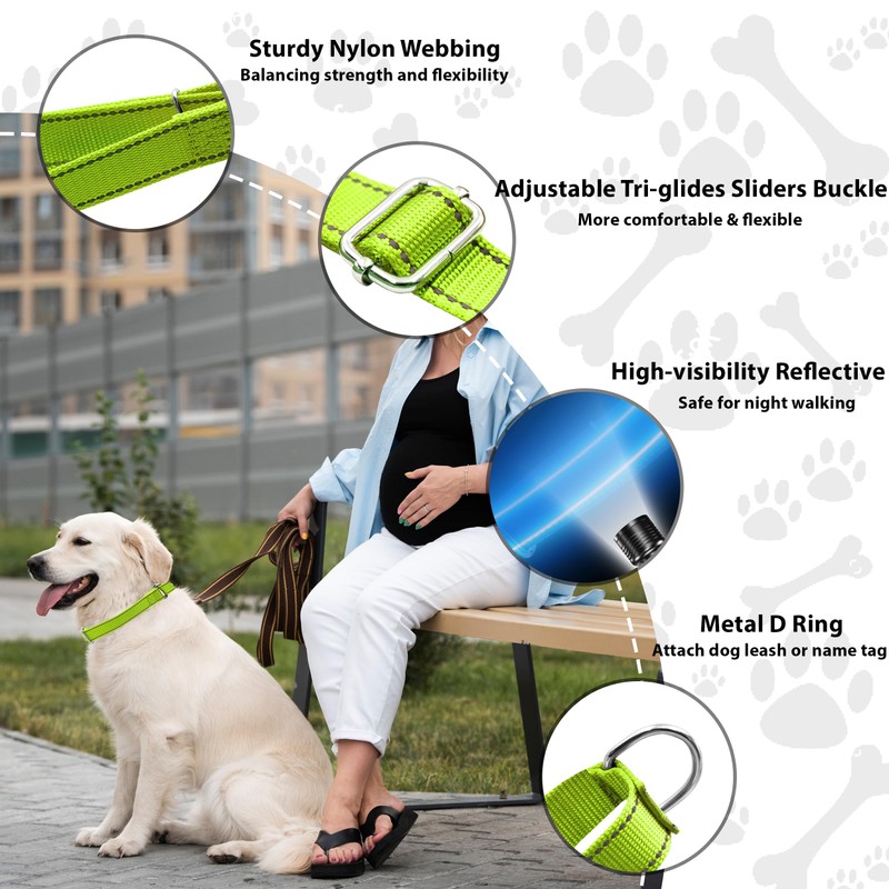 Seyezo Martingale Dog Collar - Adjustable No Buckle, Reflective Heavy