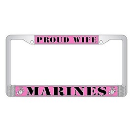 U.S. Marine Corps Proud Wife Chrome License Plate Frame