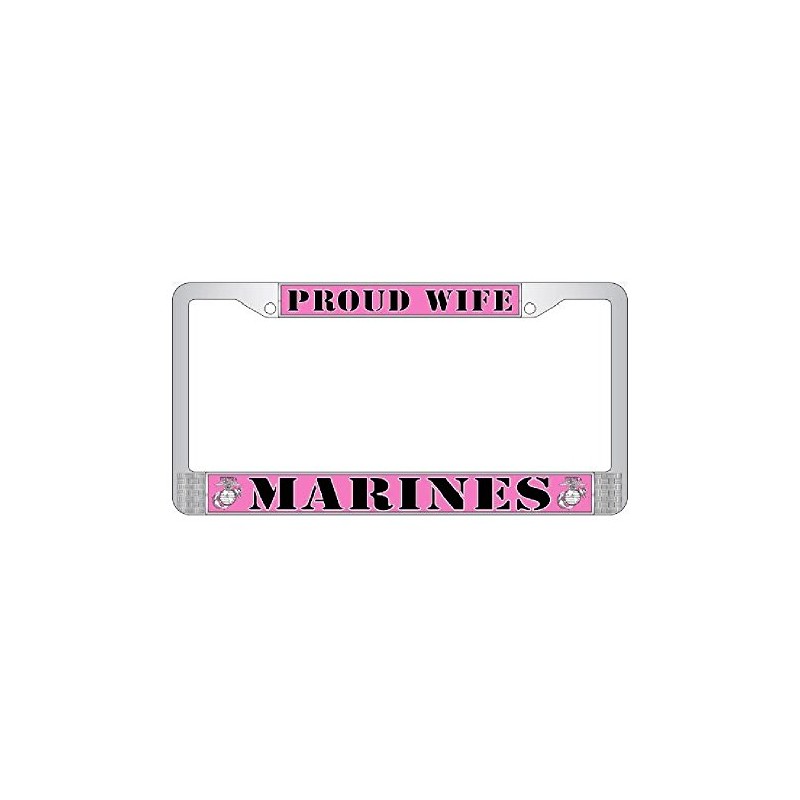 U.S. Marine Corps Proud Wife Chrome License Plate Frame