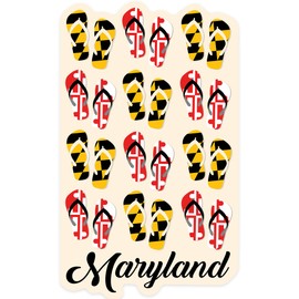 Die Cut Sticker Maryland, Flip Flops and Flag Pattern, Vinyl Sticker 1 to 3 inches (Waterproof Decal for Cars, Water Bottles, Laptops, Coolers), Small