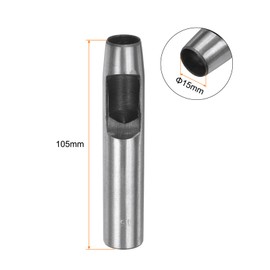 sourcing map Hollow Punch for Leather 15mm Round Hole Punch Tool for Belt Puncher Carbon Steel Single Punch for Watch Belts Cut Leather Craft Rubber Paper Fabric Plastic Soft Material