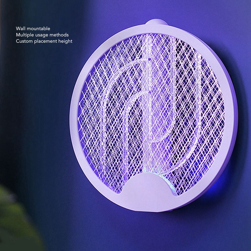 2 in 1 Electric Fly Swatter Rotatable Fly Killer Light