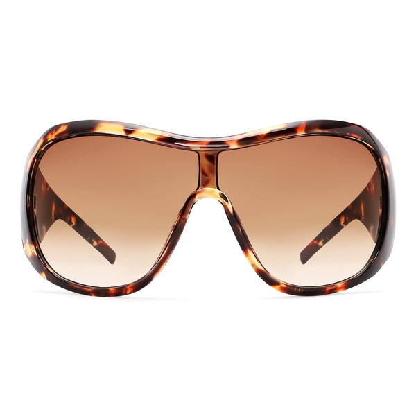 BOTEN Leopard Oversized Sunglasses For Women Men, Big Funky Wrap