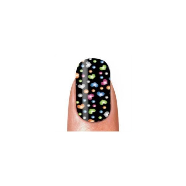 Cala Nail Strips -Black & Multicolors 3d Hearts 86876