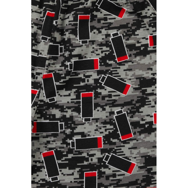 Boy's Not Sleeping Just Recharging Short Cotton Pyjamas Grey Red