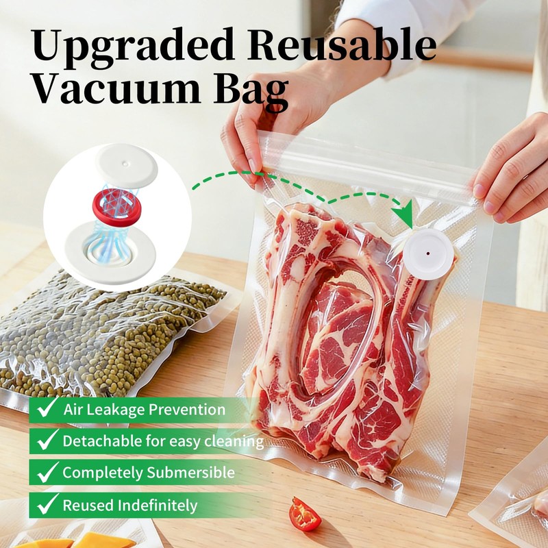 50 Pack Reusable Vacuum Sealer Bags for Food, 5 Assorted