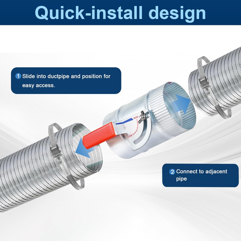 4 Inch HVAC Duct Backdraft Damper, Galvanized Iron Manual Volume