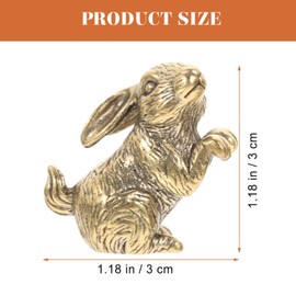 Happyyami 2pcs Brass Rabbit Figurine Small Rabbit Statue 2023 Year of The Rabbit Ornament Feng Shui Zodiac Animal Figurines Home Office Table Top Decor Lunar New Year