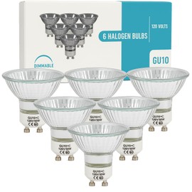 Ugvmn GU10 C Bulbs 50W 120V Dimmable, 2700K Warm White MR16 GU10+C Light Bulbs with Glass Cover for Candle Warmer, Range Hood Lights, Spot Track & Recessed Lighting, Pack of 6
