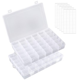 TNSLAND Pack of 2 36 Compartments Plastic Sorting Box, Compartments Storage Box, Sorting Box for Small Parts, Adjustable Assortment Box for Storing Screws, Beads, Earrings, Rings